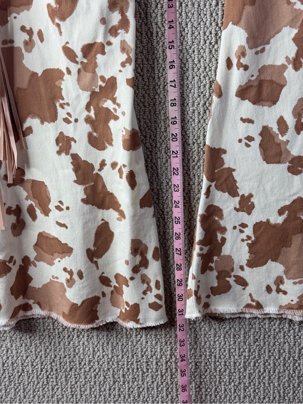Altar’d State Cow Print Flare Pants M Fringe Western Boho Rodeo Festival Boho - Picture 7 of 9